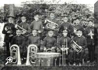 Silver Band c1920 l-r back ?unknown, Donald Haylock, ?unknown, William Morley, Reginald Morley. Front ?unknown, ?unknown, William Haylock, Fritz Golding, Thomas Sturgess  > Simply click to enlarge... then use the [Back] button to return